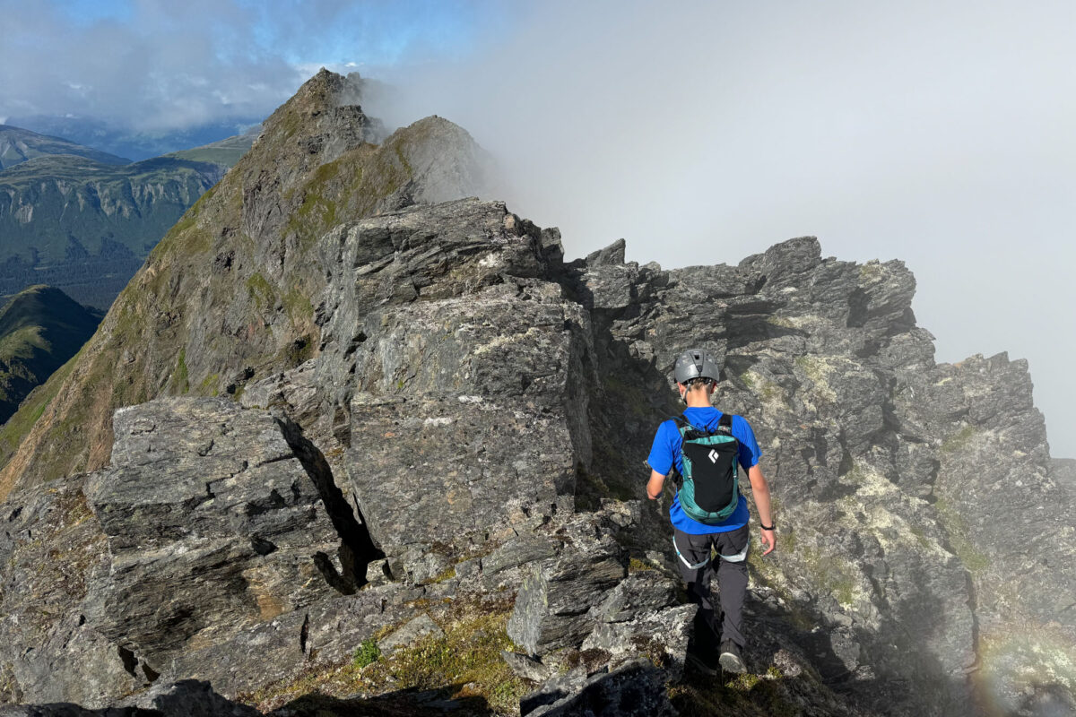 Finn along the summit ridge.
